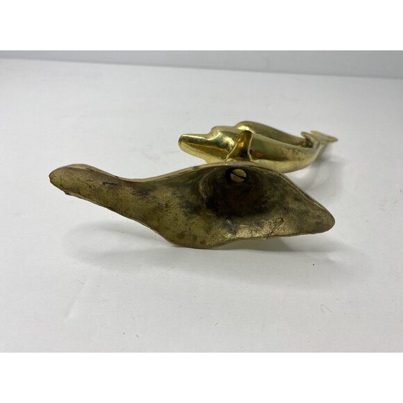 Brass Dolphin Figurine Swimming Ocean Nautical Beach Decor 6” Vintage - Picture 9 of 11
